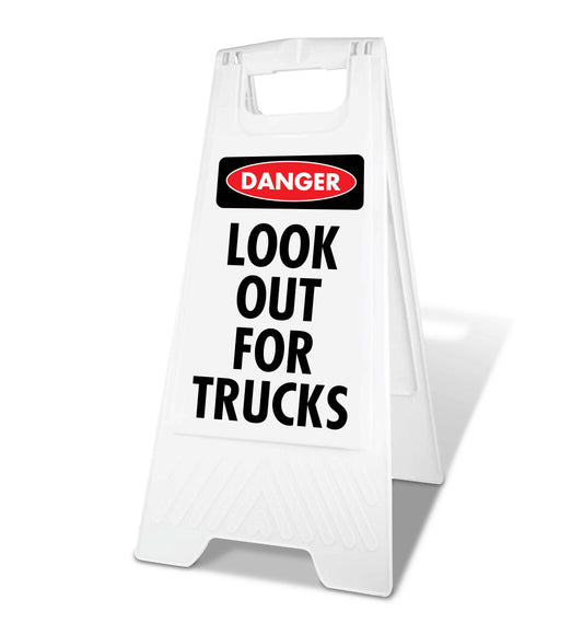 White A-Frame - Danger Look Out For Trucks