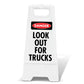 White A-Frame - Danger Look Out For Trucks