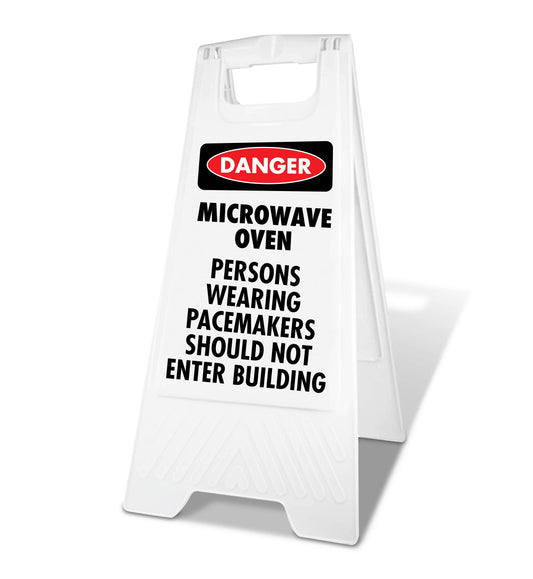 White A-Frame - Danger Microwave Oven