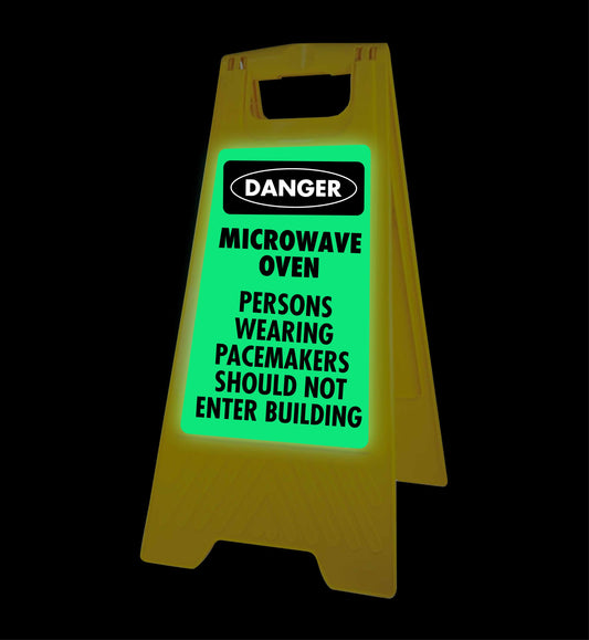 Glow In The Dark - Yellow A-Frame - Danger Microwave Oven