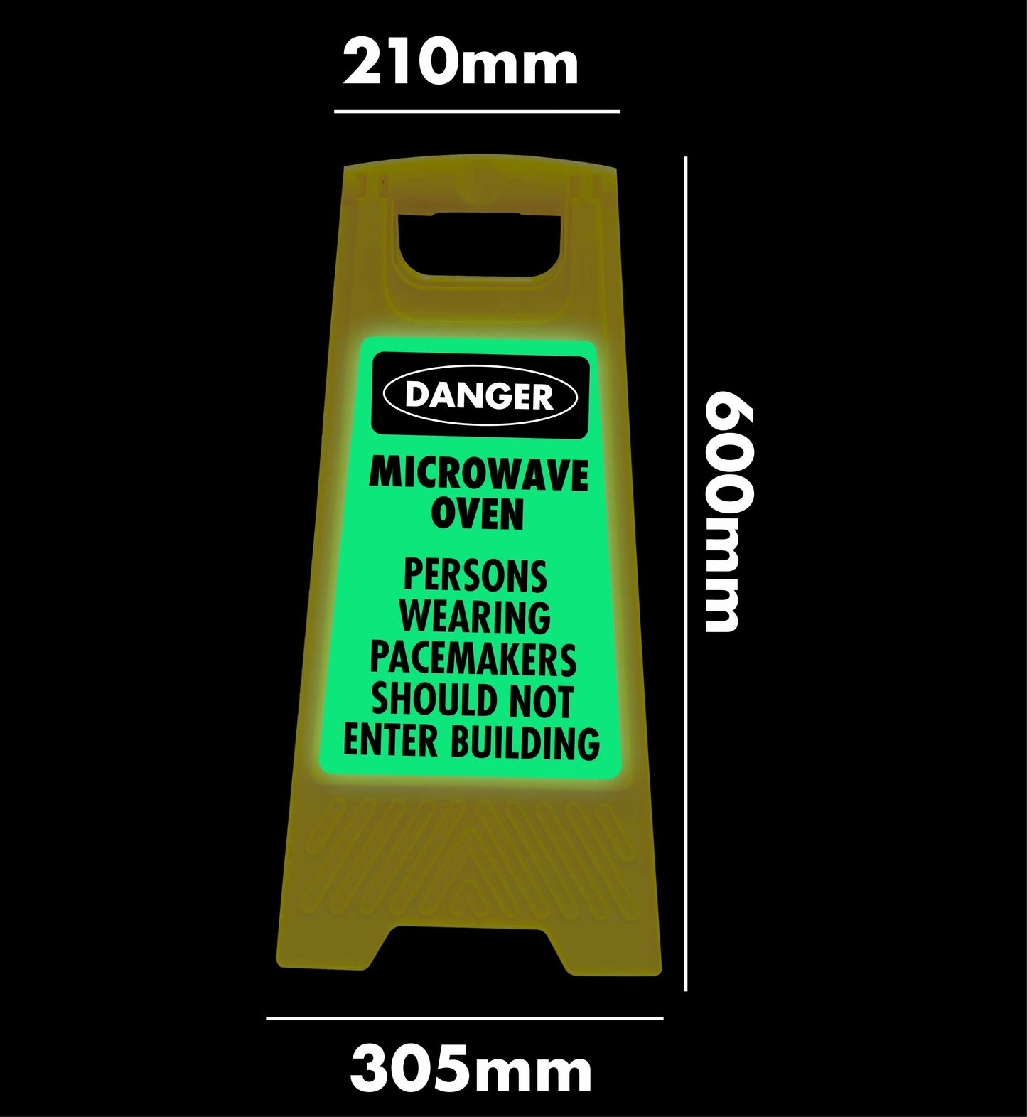 Glow In The Dark - Yellow A-Frame - Danger Microwave Oven