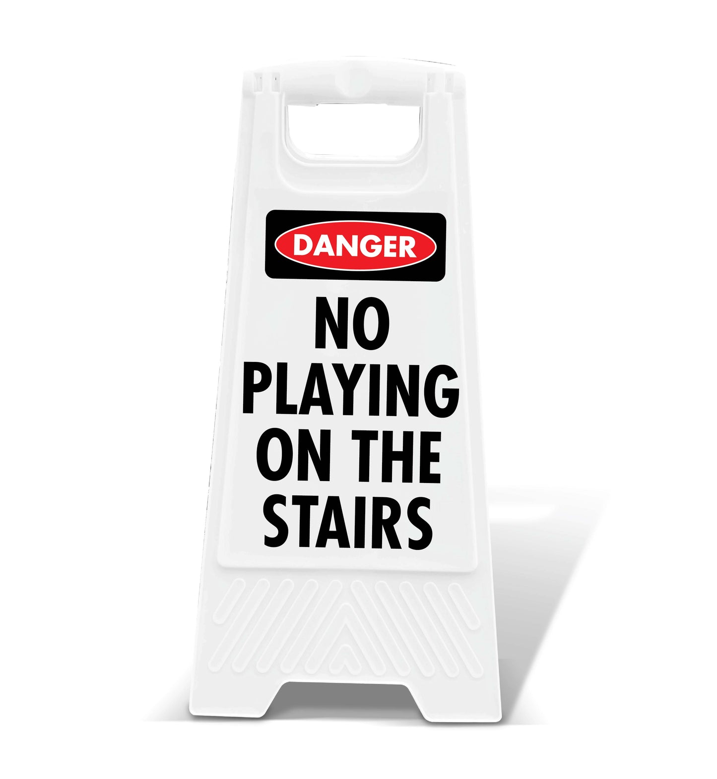 White A-Frame - Danger No Playing On The Stairs