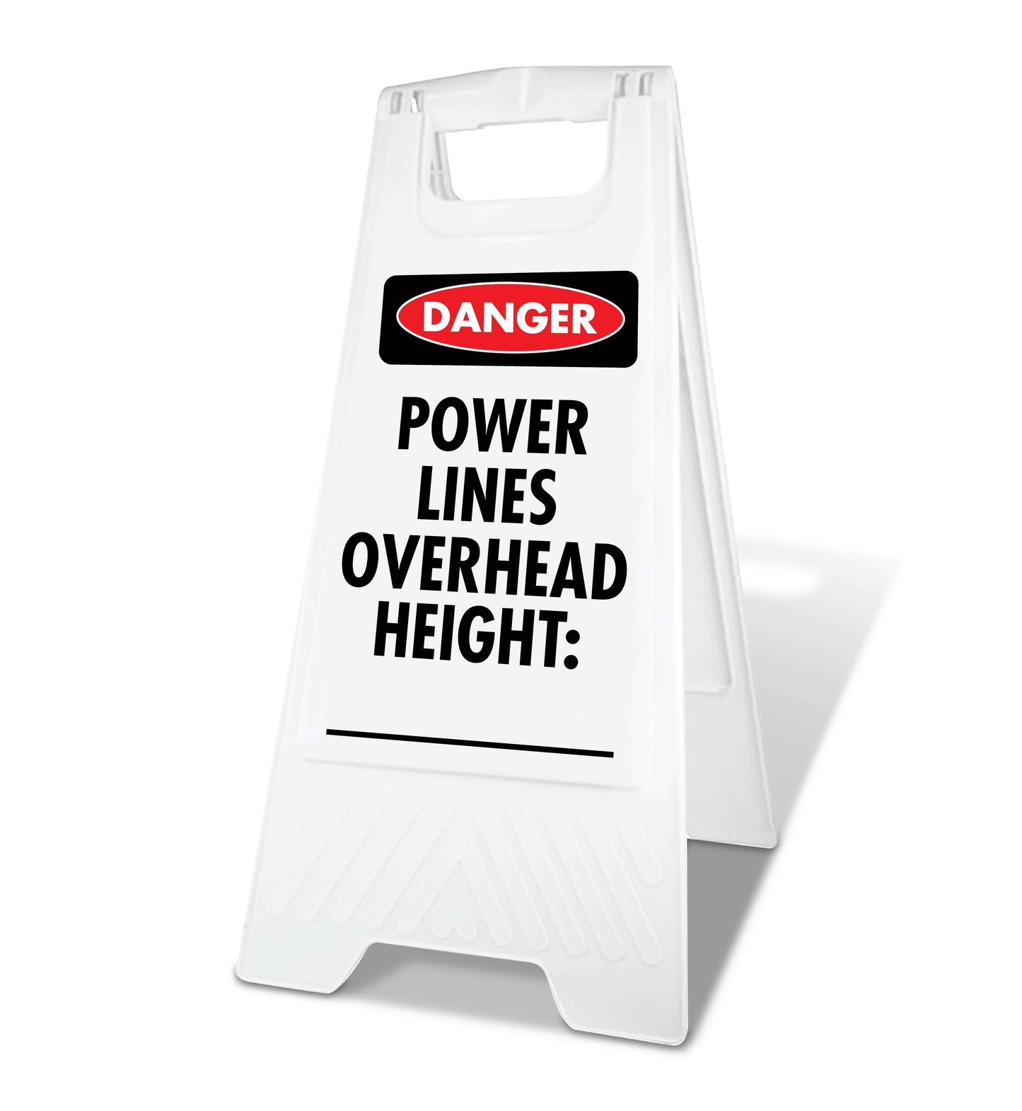 White A-Frame - Danger Power Lines Overhead Height