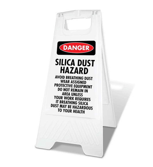White A-Frame - Danger Silica Dust Hazard Avoid Breathing Dust