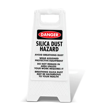 White A-Frame - Danger Silica Dust Hazard Avoid Breathing Dust