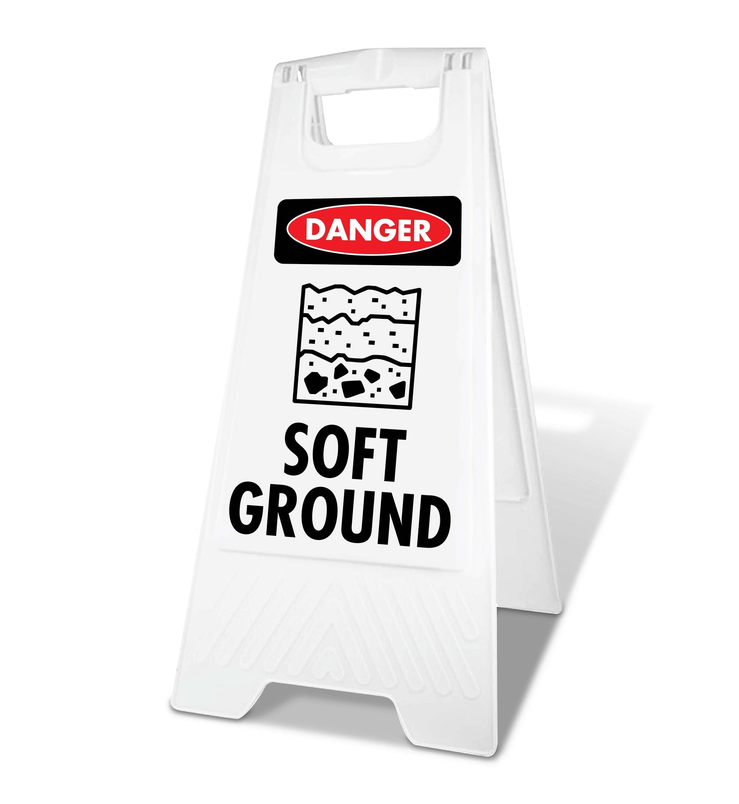 White A-Frame - Danger Soft Ground