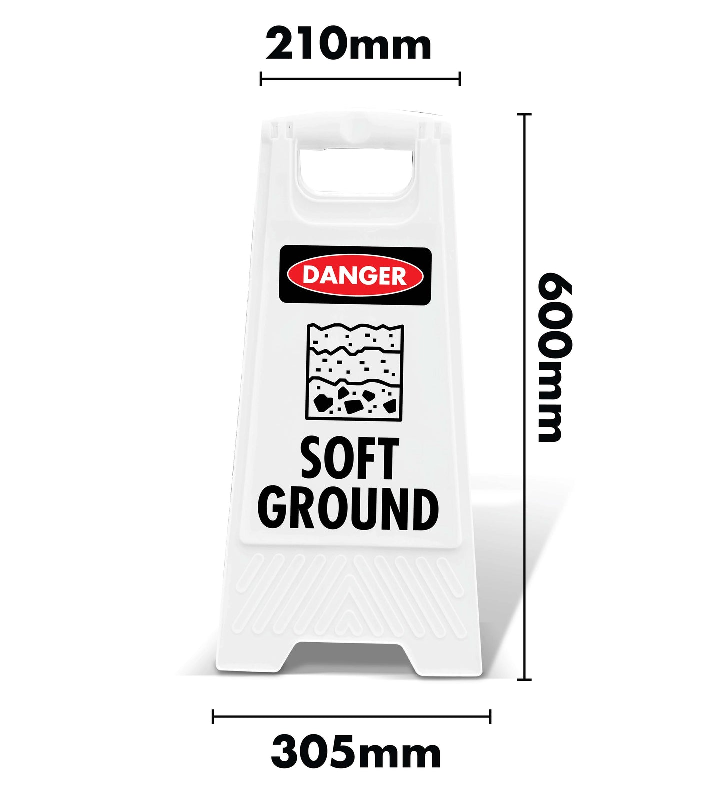 White A-Frame - Danger Soft Ground