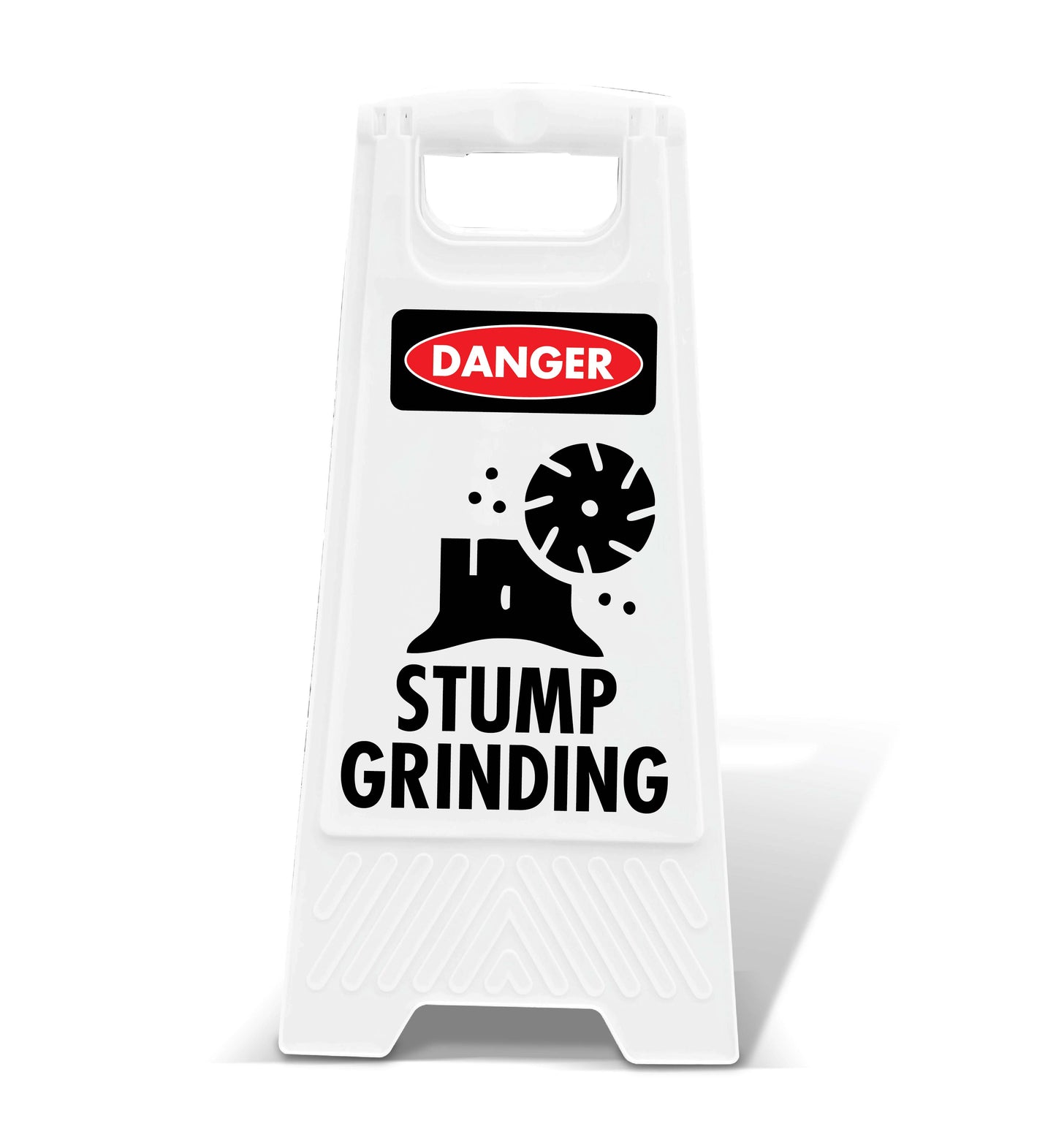 White A-Frame - Danger Stump Grinding