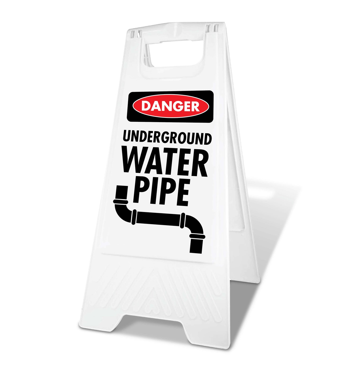 White A-Frame - Danger Underground Water Pipe