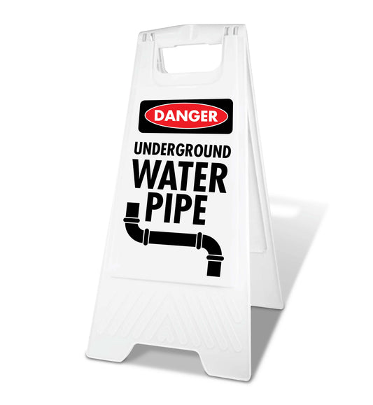 White A-Frame - Danger Underground Water Pipe