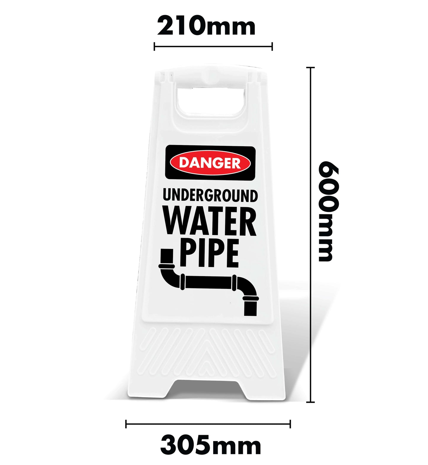 White A-Frame - Danger Underground Water Pipe