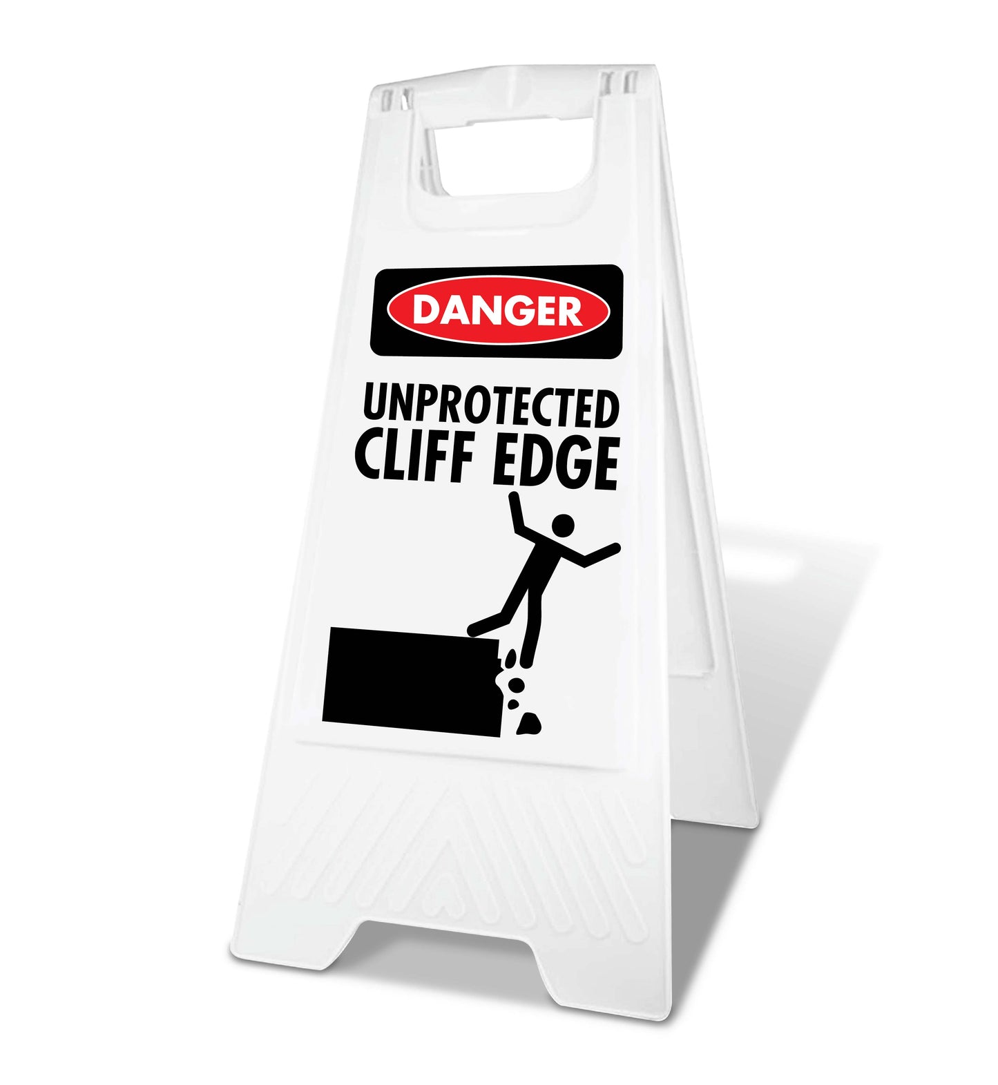 White A-Frame - Danger Unprotected Cliff Edge