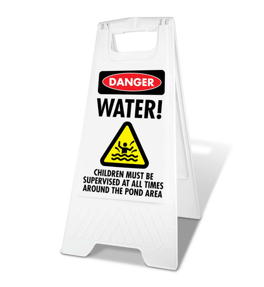 White A-Frame - Danger Water Must Be Supervised