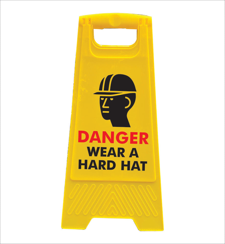 Yellow A-Frame - Danger Wear A Hard Hat