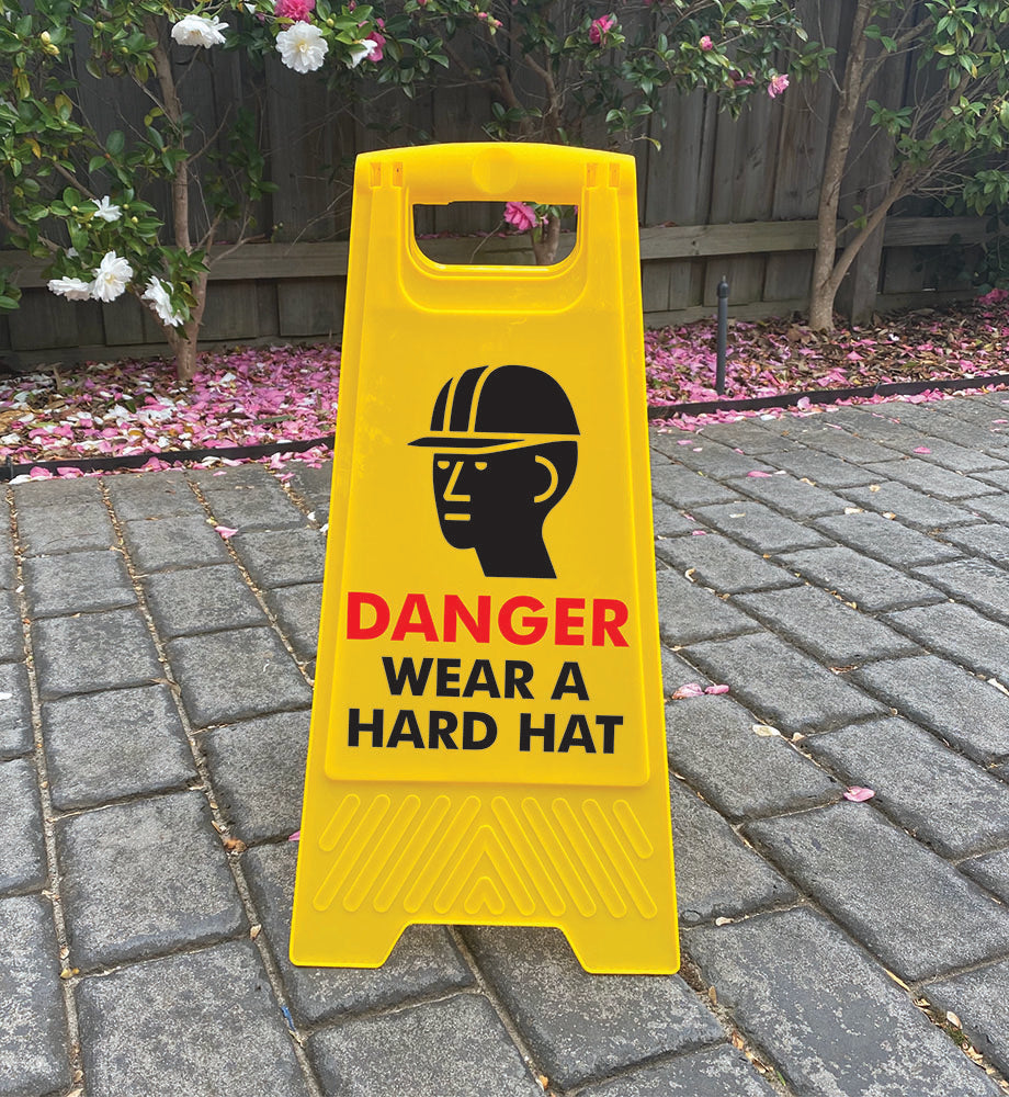 Yellow A-Frame - Danger Wear A Hard Hat