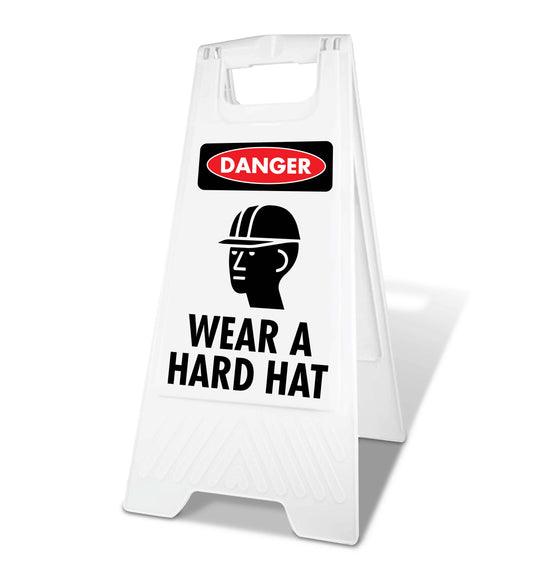 White A-Frame - Danger Wear A Hard Hat