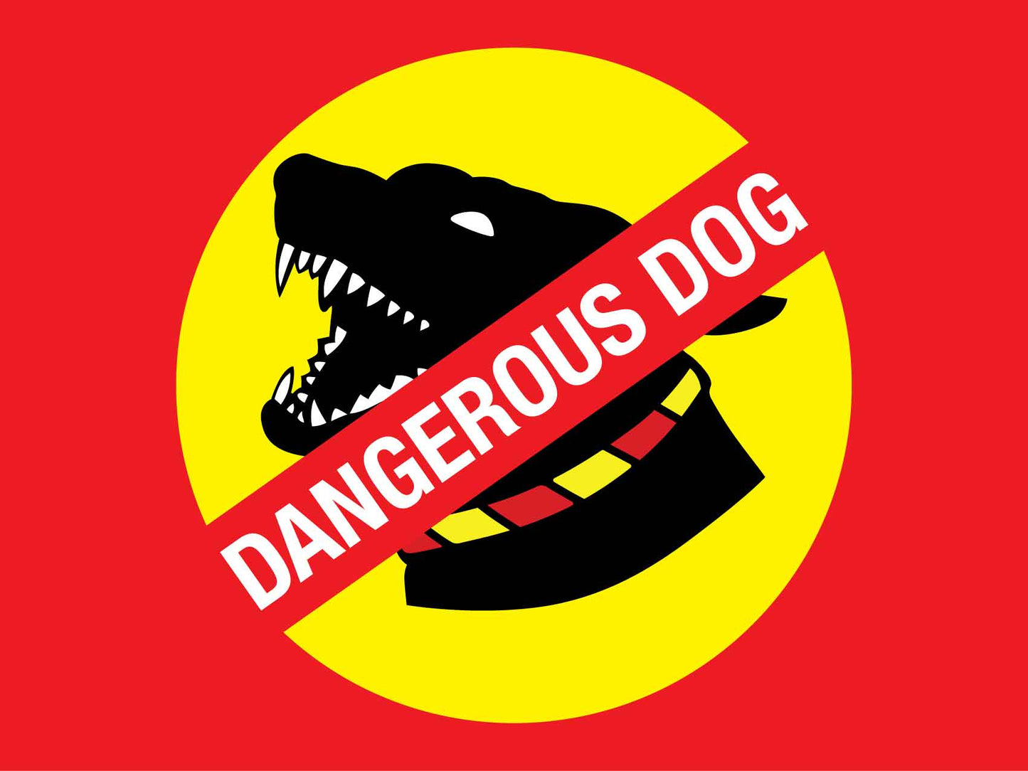 Dangerous Dog Red Landscape Sign