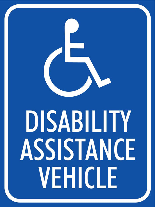 Disability Assistance Vehicle Sign