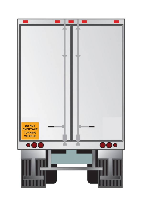 Do Not Overtake Turning Vehicle Yellow 300mm x 300mm Reflective Sign