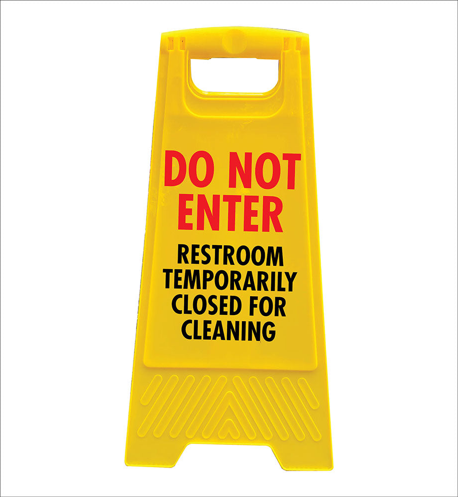 Yellow A-Frame - Do Not Enter Restroom Temporarily Closed For Cleaning