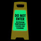 Glow In The Dark - Yellow A-Frame - Do Not Enter Restroom Temporarily Closed