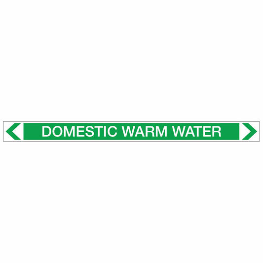 Water - Domestic Warm Water - Pipe Marker Sticker