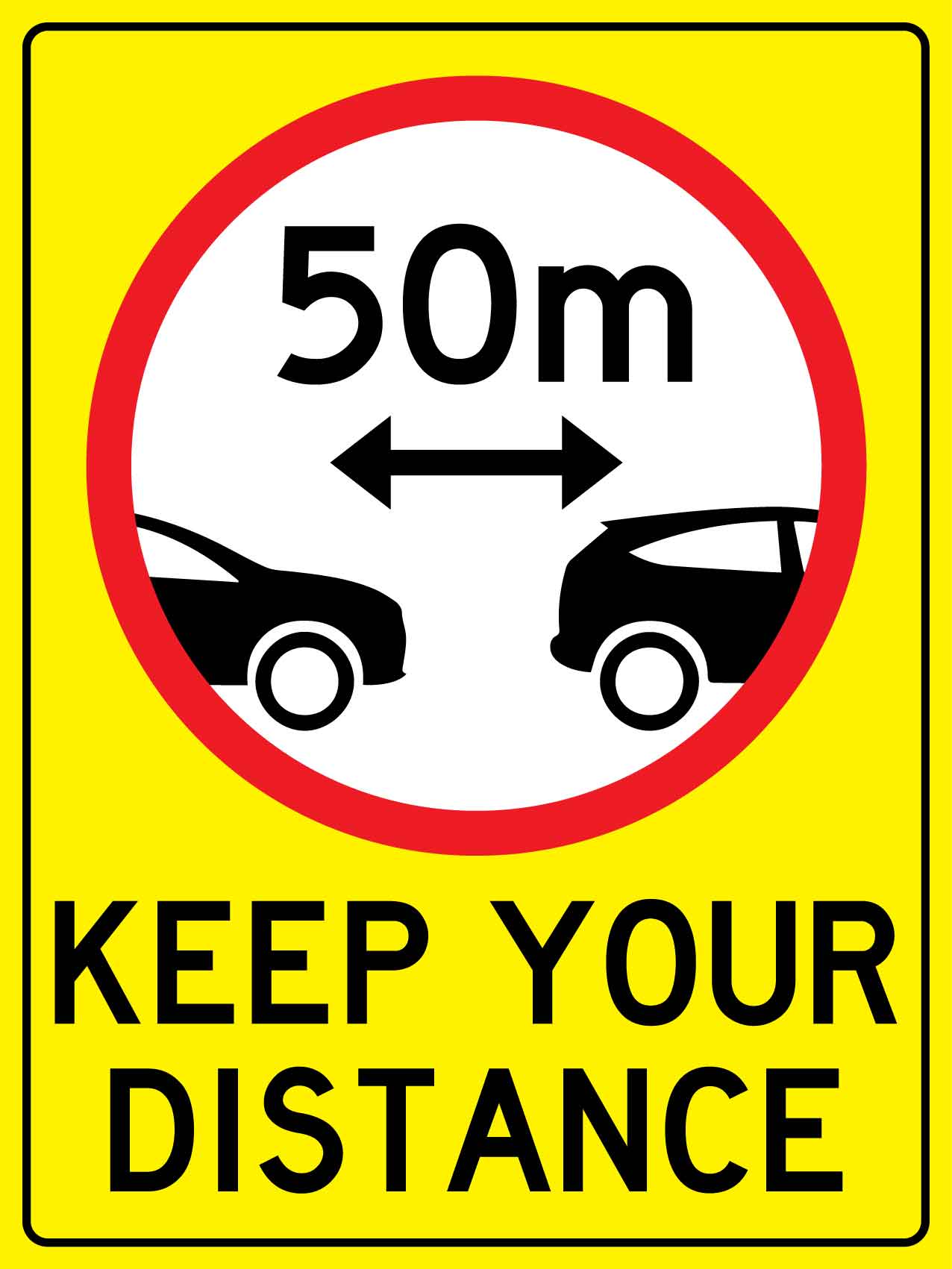 Driving Distance 50m Sign