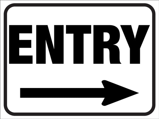 Entry Black and White (Right Arrow) Sign