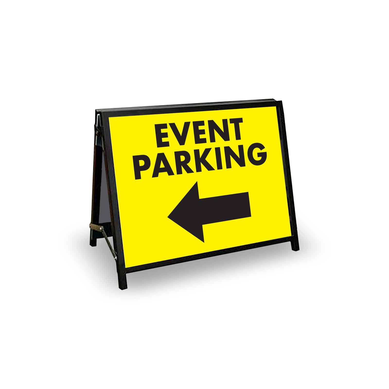 Event Insert Signs A-Frame Landscape Black - Event Parking Left Arrow Corflute Inserts ...