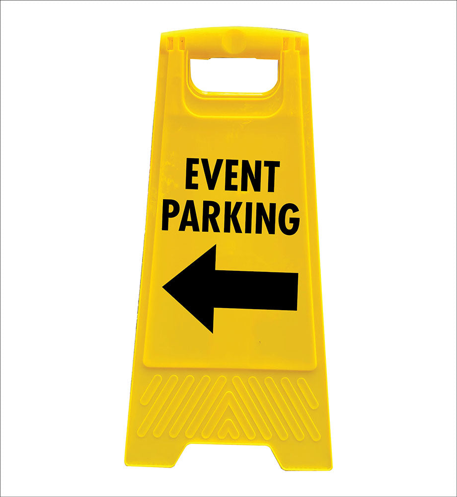 Yellow A-Frame - Event Parking Left Arrow – New Signs