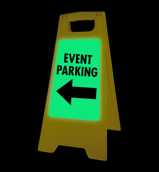 Glow In The Dark - Yellow A-Frame - Event Parking Left Arrow