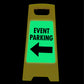 Glow In The Dark - Yellow A-Frame - Event Parking Left Arrow