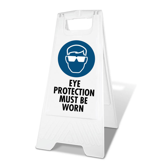 White A-Frame - Eye Protection Must Be Worn