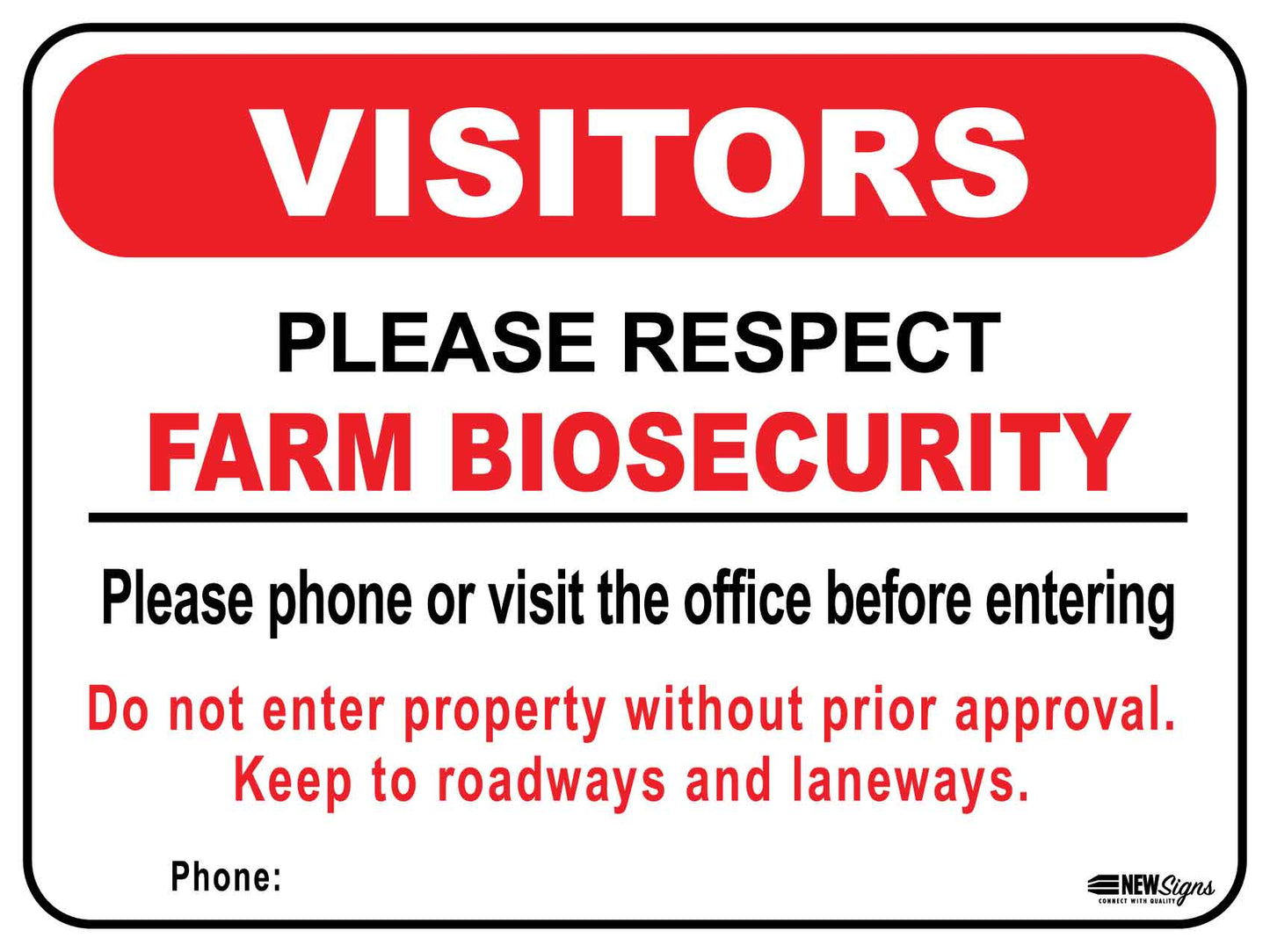 Farm Biosecurity Visitors Sign