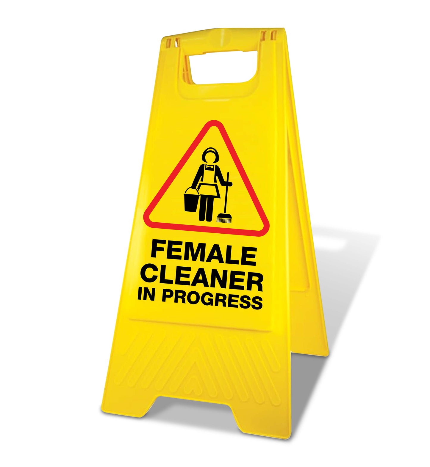 Yellow A-Frame - Female Cleaner In Progress