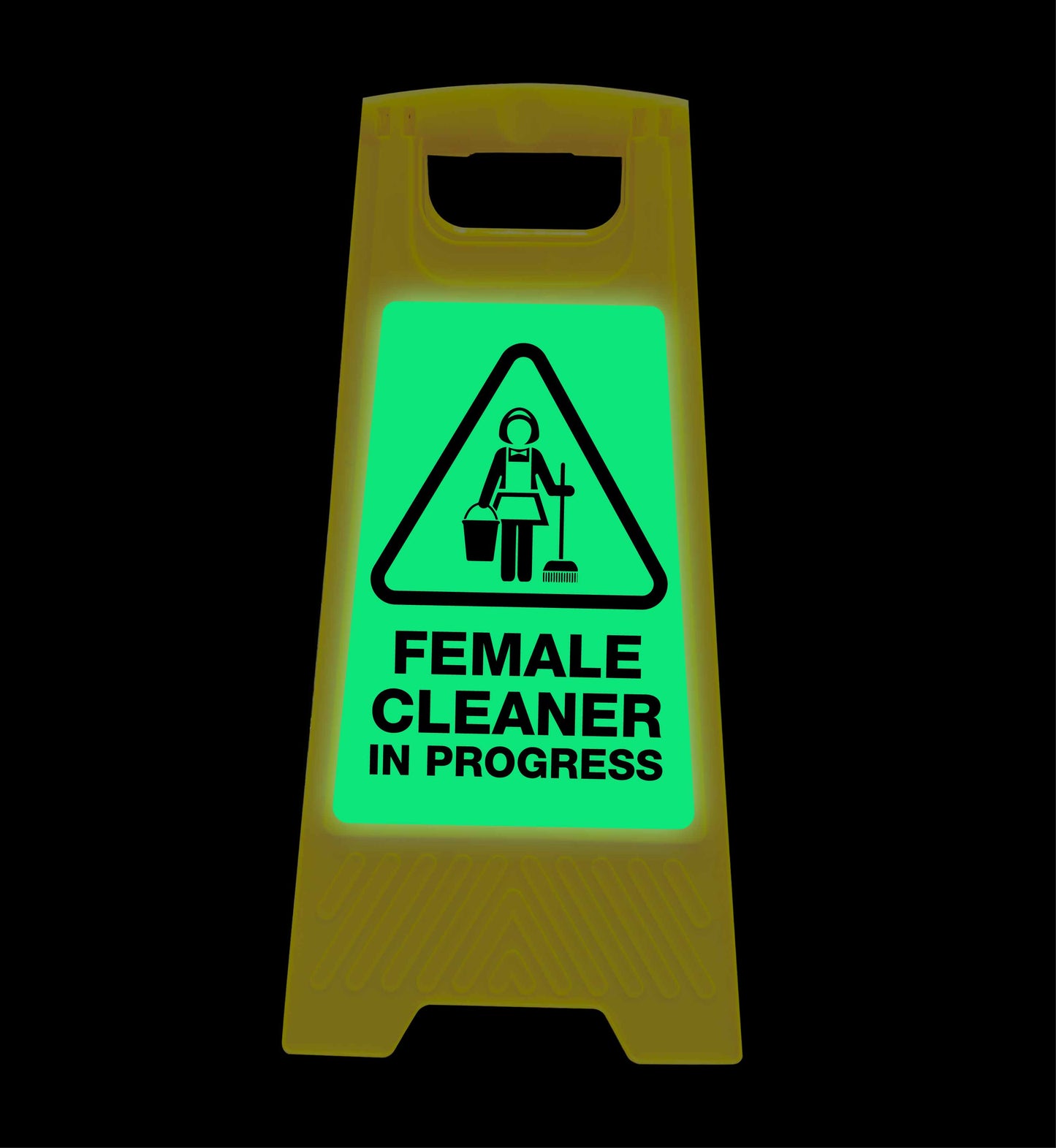 Glow In The Dark - Yellow A-Frame - Female Cleaner In Progress