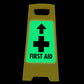 Glow In The Dark - Yellow A-Frame - First Aid Arrow Up
