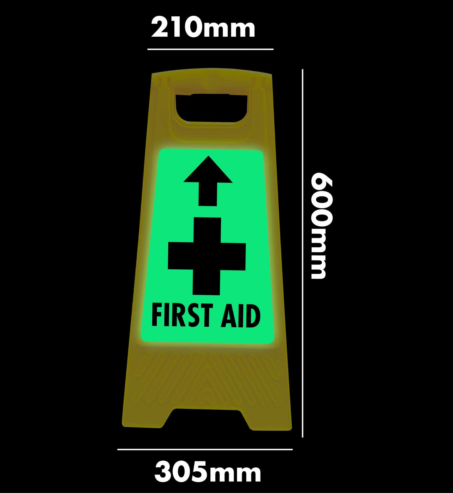 Glow In The Dark - Yellow A-Frame - First Aid Arrow Up