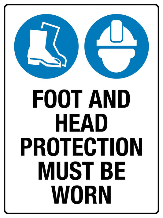 Foot And Head Protection Must Be Worn Sign