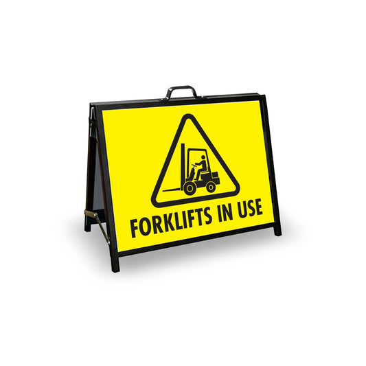 A-Frame Landscape Black - Forklifts In Use Corflute Inserts