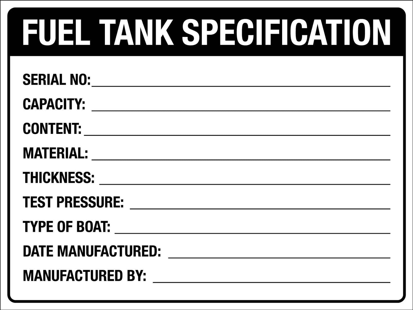 Fuel Tank Identify Sign