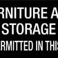 Furniture and Storage Not Permitted In This Area - Statutory Sign