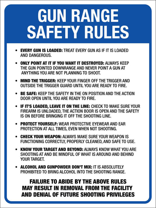 Gun Range Safety Rules 1 Sign