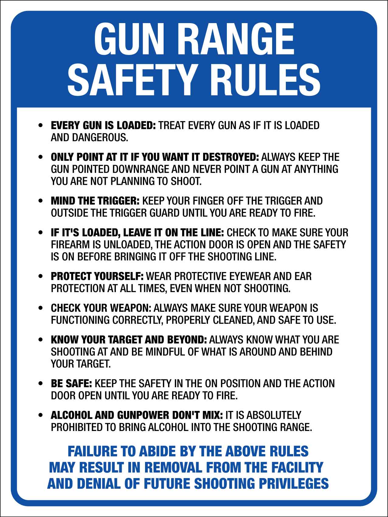 Gun Range Safety Rules 2 Sign – New Signs