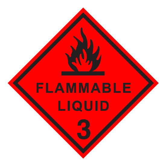 Hazchem CLASS 3 - FLAMMABLE LIQUID - BLACK - Sticker