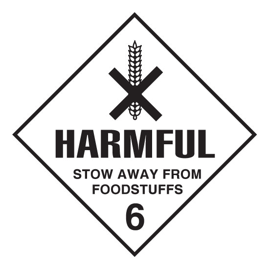 Hazchem CLASS 6 - HARMFULL STOW AWAY FROM FOODSTUFFS - Sticker