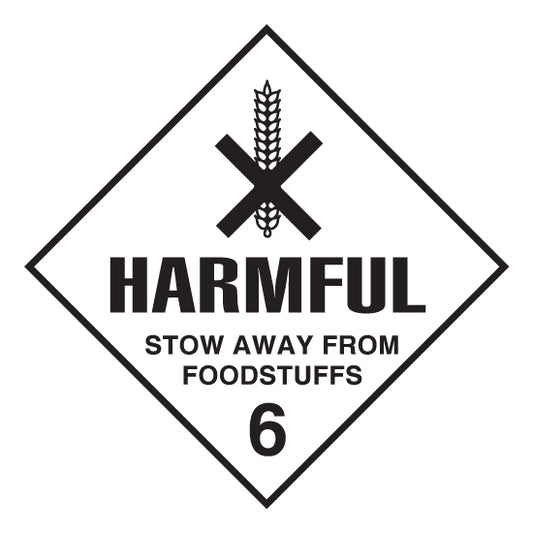 Hazchem CLASS 6 - HARMFULL STOW AWAY FROM FOODSTUFFS - Sticker