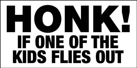 Honk If One Of The Kids Flies Out Car Bumper Stickers