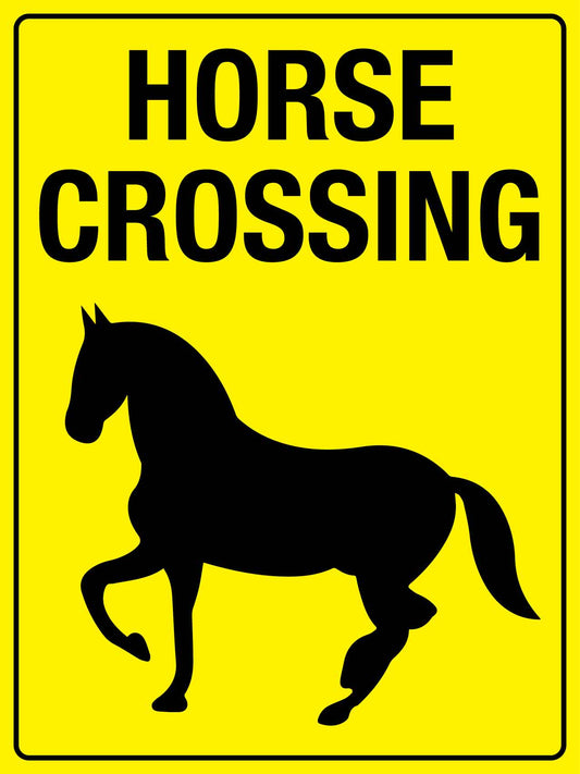 Horse Crossing Bright Yellow Sign