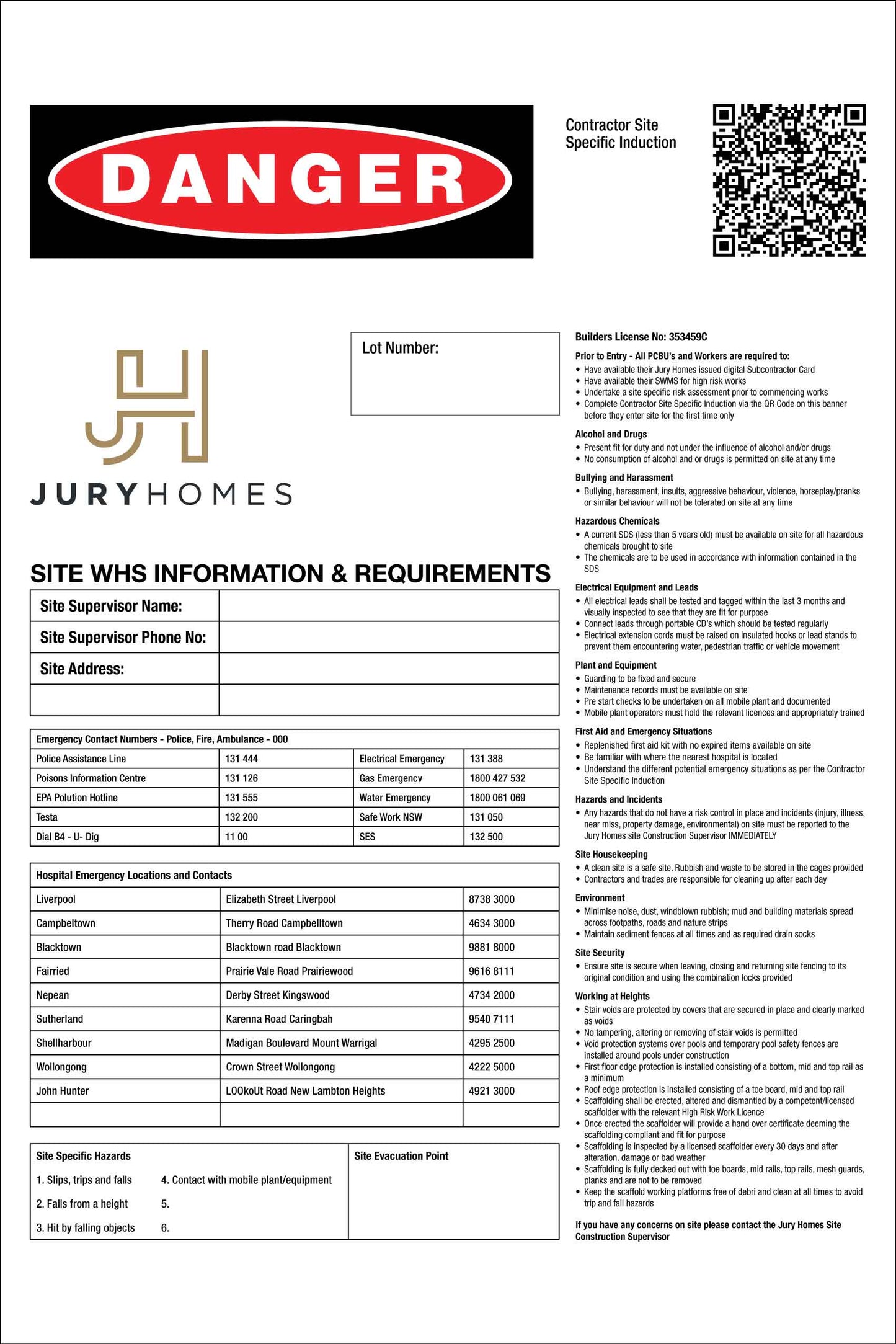 JH Site 600mm x 900mm Sign